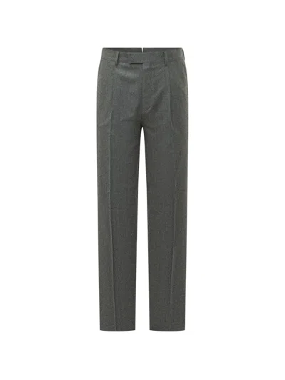 Zegna Pleated Wool Flannel Trousers In Gray