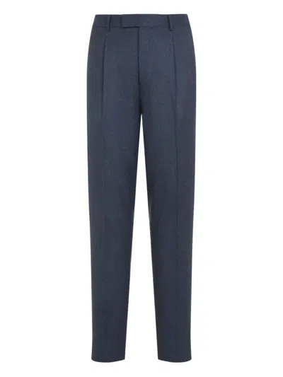 ZEGNA PLEATED WOOL TROUSERS