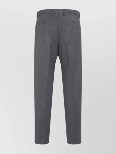 Zegna Pleated Wool Trousers Featuring Belt Loops In Gray