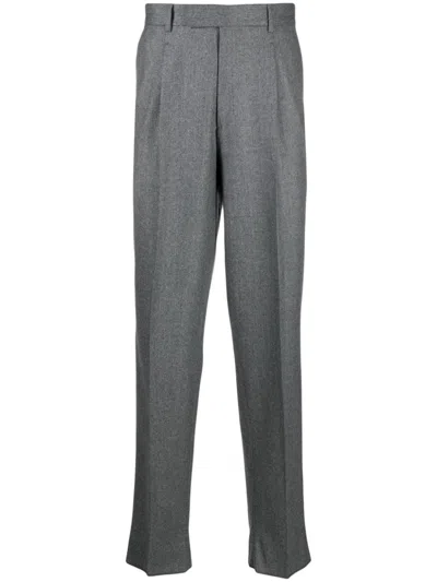 Zegna Gray Merino Wool Trousers In 6r
