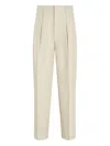 Zegna Pleated Wool Trousers In Neutral