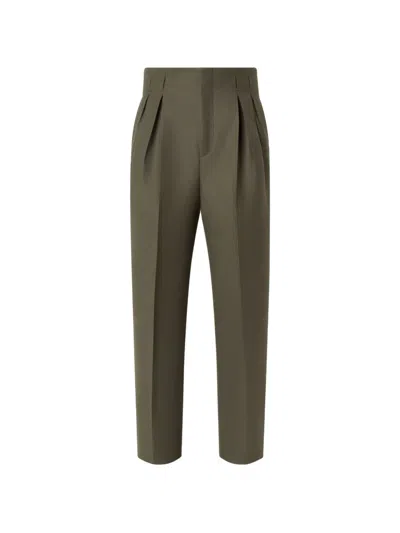 Zegna Pleated-waistband Wool Trousers In Black