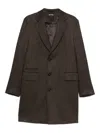 Zegna Pocket Buttoned Coat In Brown
