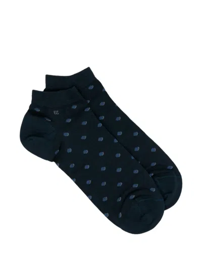 Zegna Polka-dot Socks In Blue