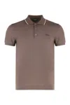 Zegna Slim Fit Cotton Polo With Short Sleeves In Brown