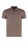Zegna Slim Fit Cotton Polo With Short Sleeves In Silver