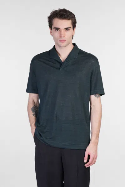 Zegna Polo In Green Linen