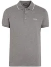 Zegna Piquet Polo Shirt Collar Sleeves In Gray