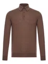 Zegna Long Sleeve Turtleneck Polo Knitwear In Brown