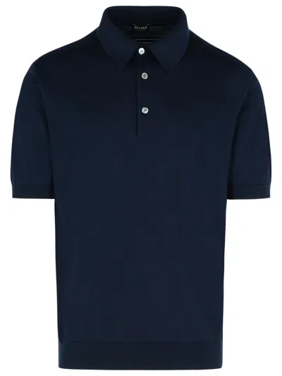 Zegna Men's Piquet Polo T-shirt In Black