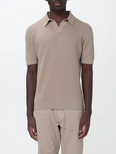Zegna Polo Shirt Men Color Beige In Neutral