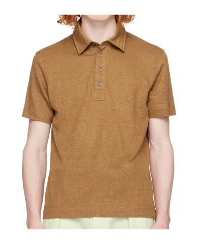 Zegna Ochre Mélange Silk Cashmere And Linen Polo Shirt