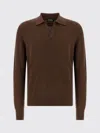 Zegna Cashmere Jacquard Long Sleeve Polo In Brown