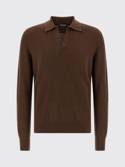 ZEGNA POLO SHIRT ZEGNA MEN COLOR BROWN,H60817032