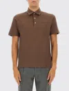Zegna Cotton Polo Shirt With Pocket In Brown