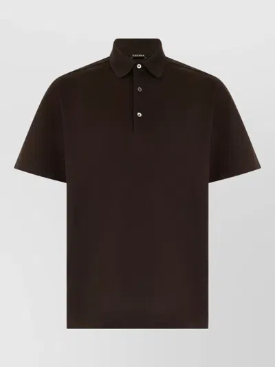 Zegna Polo Short Sleeves Relaxed Fit Casual In Black
