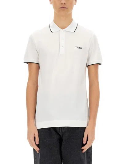 Zegna Polo With Logo In Neutral