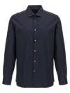 Zegna Button-down Collar Brushed Cotton-twill Shirt In Blue
