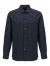 Zegna Button-down Collar Brushed Cotton-twill Shirt In Blue
