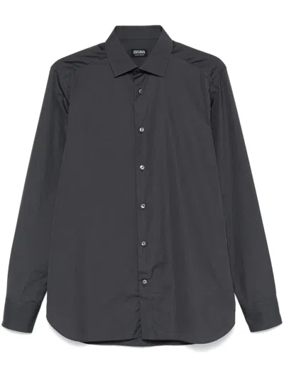 Zegna Poplin Shirt In Grey