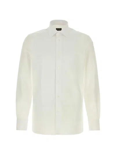 Zegna Poplin Shirt Long Sleeves Button Down Collar In White