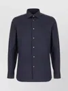 Zegna Poplin Shirt With Pointed Collar And Long Sleeves