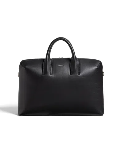 Zegna Porte-documents En Cuir Noir