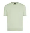 Zegna Premium Cotton Knit T-shirt In Vert D'eau Clair