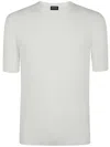 Zegna Textured Cotton Crew Neck T-shirt In White