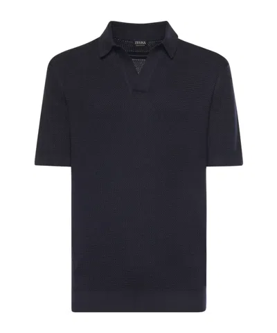 Zegna Premium Polo Shirt In Blue