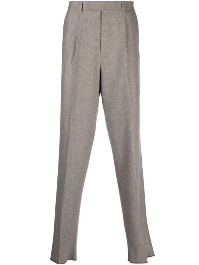 Zegna Pressed-crease Tailored-cut Trousers In Beige