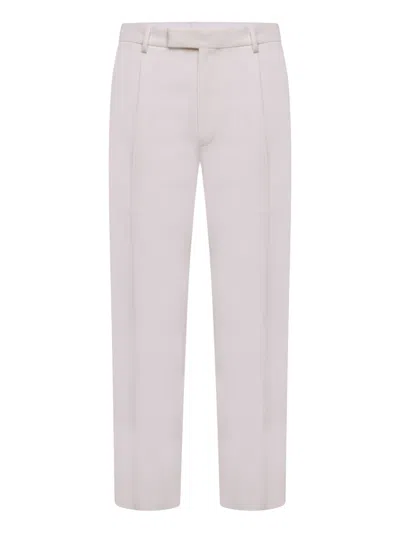Zegna Men Pressed-crease Tailored Trousers White In Neutral