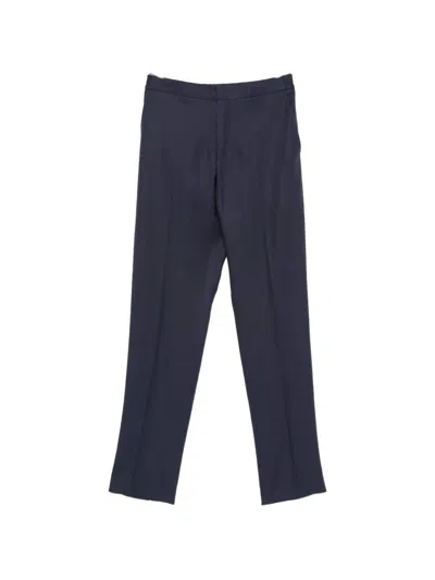 Zegna Pressed-crease Tailored Trousers In Blue