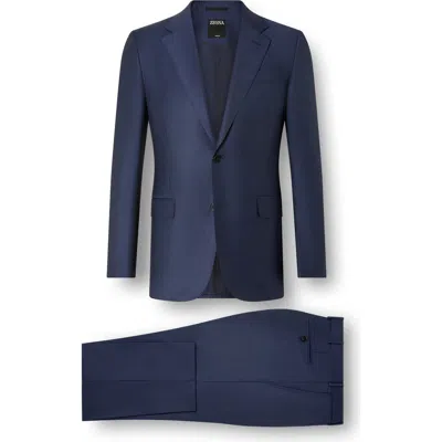 Zegna Prince Of Wales Plaid Sartorial Wool Suit In Blue