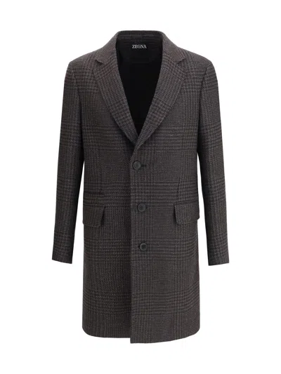 ZEGNA PRINCE OF WALES WOOL COAT