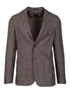 Zegna Prince Of Wales Wool Jacket In Brown