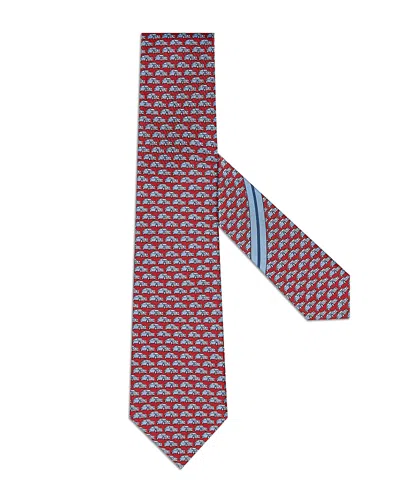 Zegna Printed Aurelia Car Pattern Silk Classic Tie In Burgundy