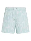 Zegna Printed Swim Trunks With Pocket And Elastic Waistband In Green