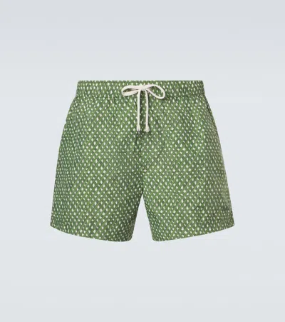 Zegna Geometric-print Drawstring-waist Swim Shorts In Green