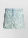 Zegna Printed Swim Trunks With Pocket And Elastic Waistband In Blue