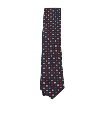 Zegna Square-pattern Tie In Brown