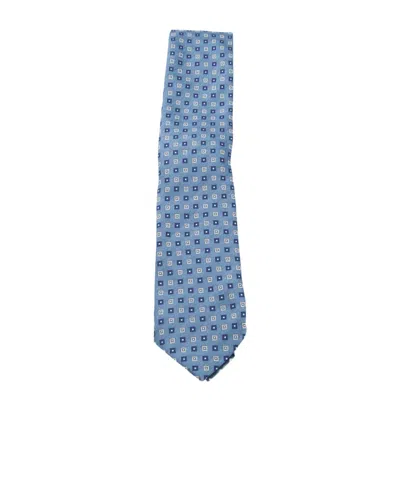 Zegna Geometric-pattern Tie In Blue