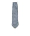 Zegna Geometric Patterned Tie Pointed Tip In Blue