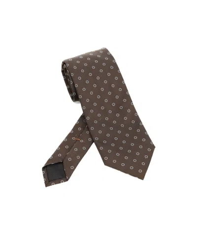 Zegna Printed Tie In Gold
