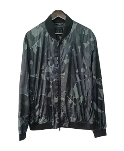 Zegna Printed Zipper Casual Jacket In Black