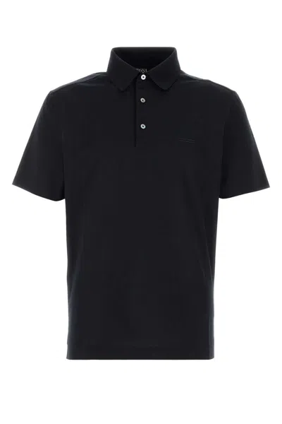 Zegna Pure Cotton Polo In Black