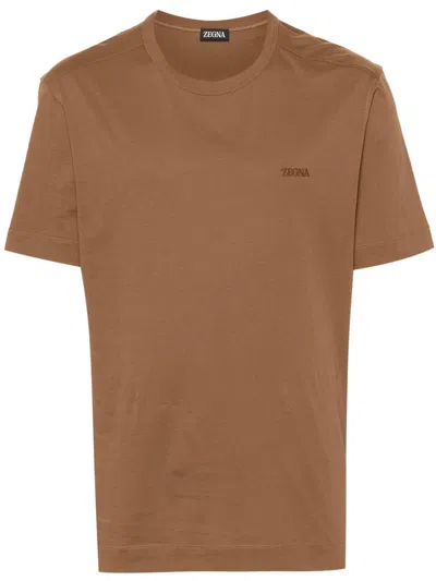 Zegna Pure Cotton T-shirt Clothing In Brown