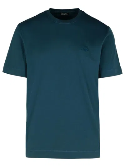 Zegna Pure Cotton Jersey Regular Fit T-shirt In Blue