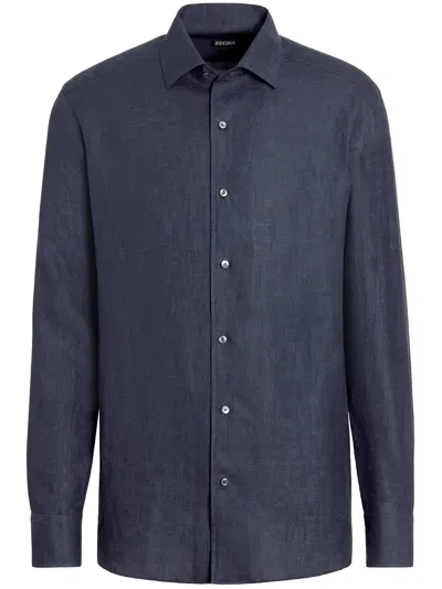 ZEGNA PURE LINEN LONG-SLEEVE SHIRT