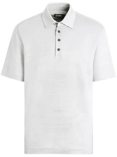 Zegna Pure Linen Short-sleeve Polo Shirt In White